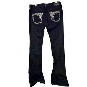 Robin's Jean Black Flare Wide Leg Jeans